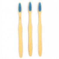 BA-AP2084 Private Label Pale Blue Nylon Soft Bristles Bamboo Toothbrush Organic Waves Handle Bamboo Toothbrush